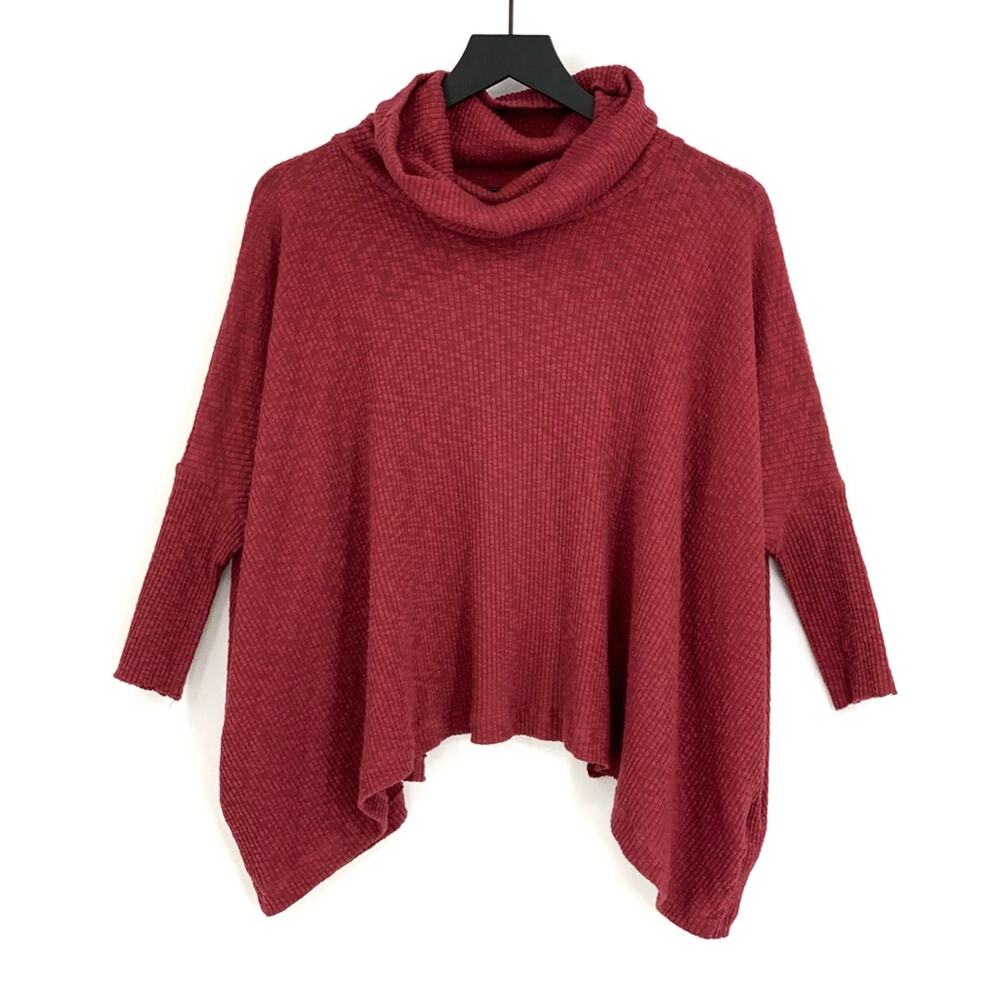 FREE PEOPLE Beach World Traveler Dolman Sleeve Top Burgundy XS